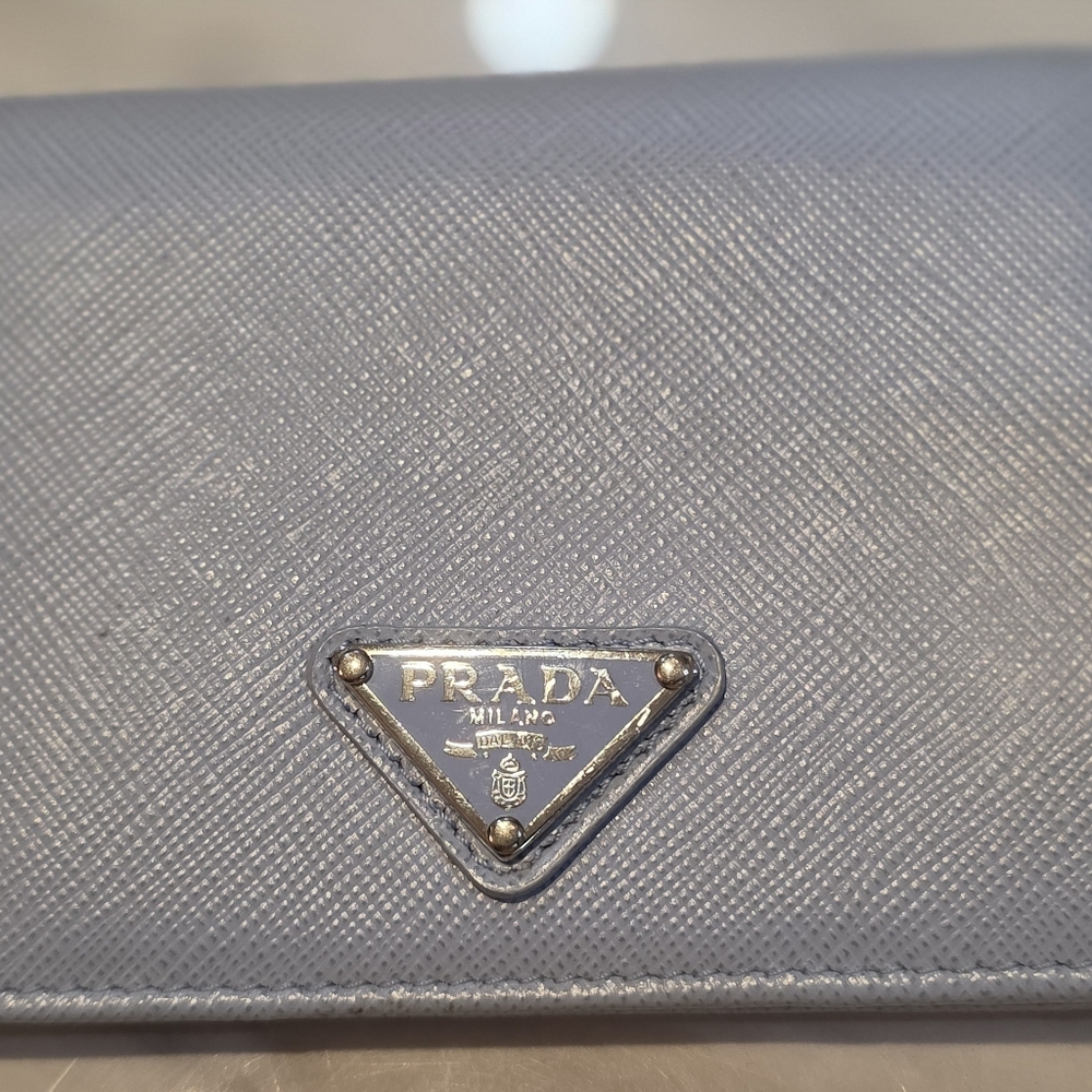 PRADA fold wallet Saffiano. Light Blue.